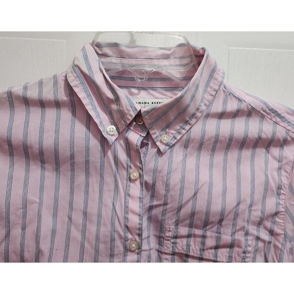 Banana Republic Women's 3/4 Sleeve Button Up Top Button Back Pink Striped Size 2 - Picture 2 of 13